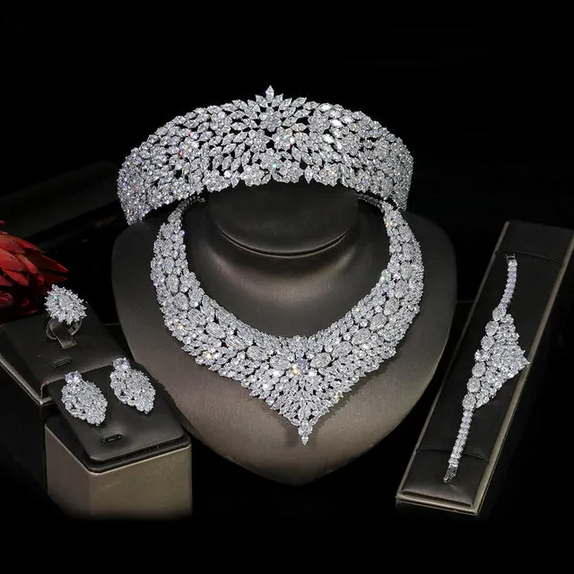 Baroque Arabian Nights Bridal Tiara-Five Piece Wedding Jewelry Set