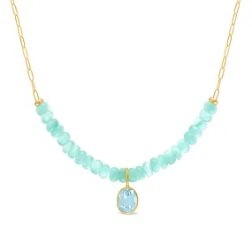 Beaded Charm Necklace - Angelite & Sky Blue Topaz