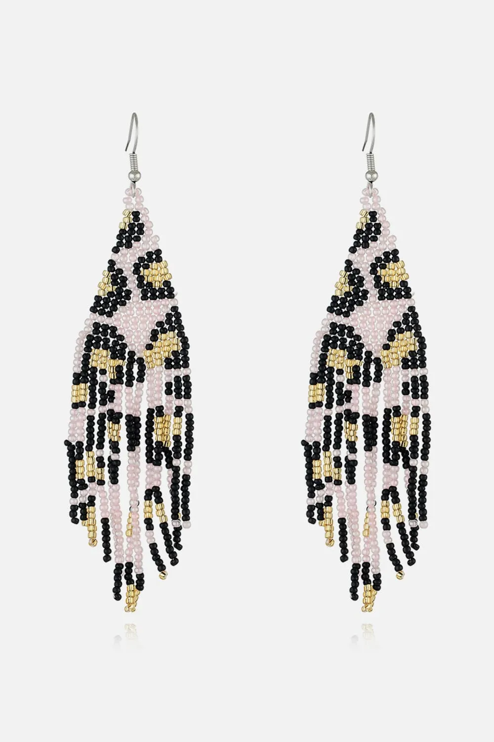 Beaded Leopard Spots Dangle Earrings