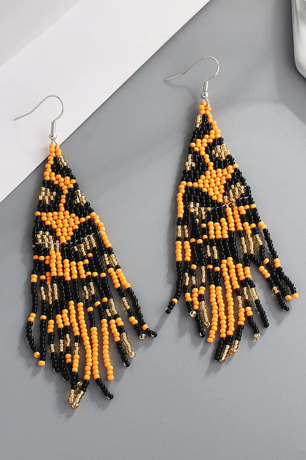 Beaded Leopard Spots Dangle Earrings