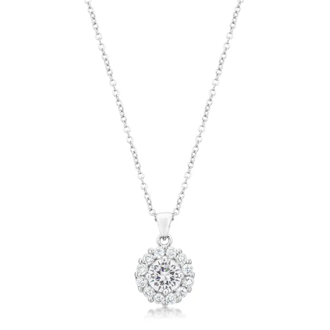 Belle Clear Round Halo Pendant | 3.2ct