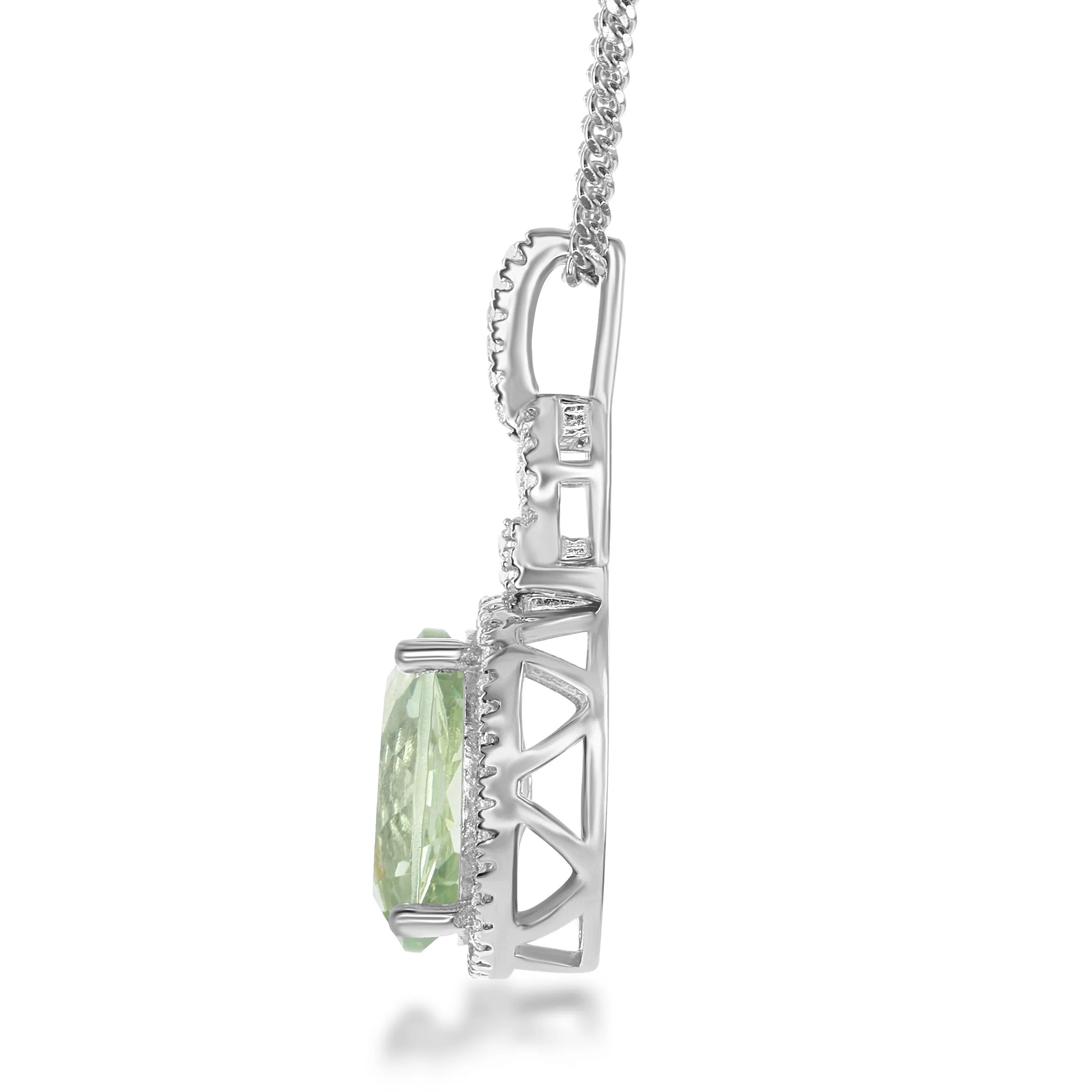 Bellissima Sterling Silver Green Amethyst and White Topaz Pendant (88691)