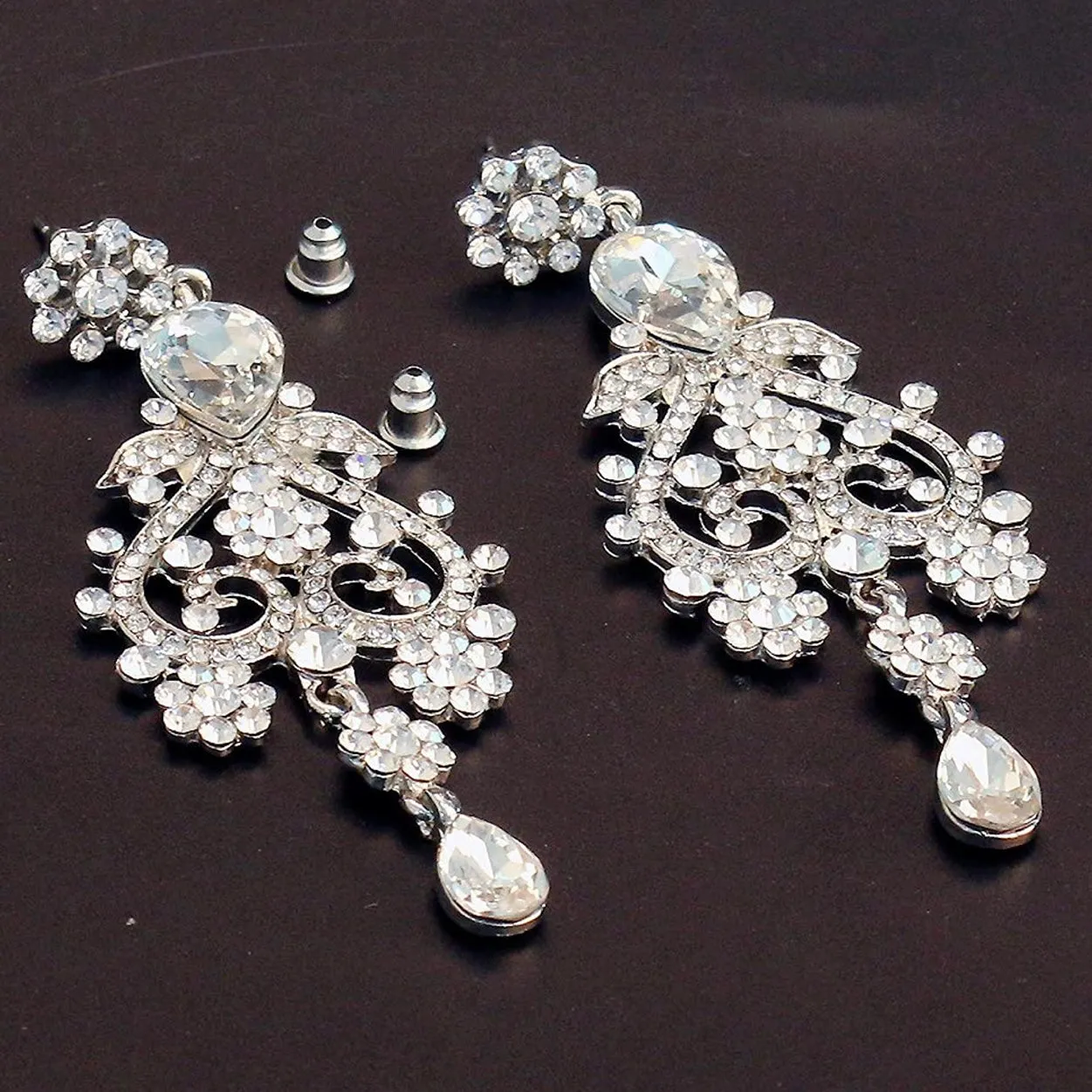 Beverly Exquisite Crystal Teardrop Chandelier Earrings