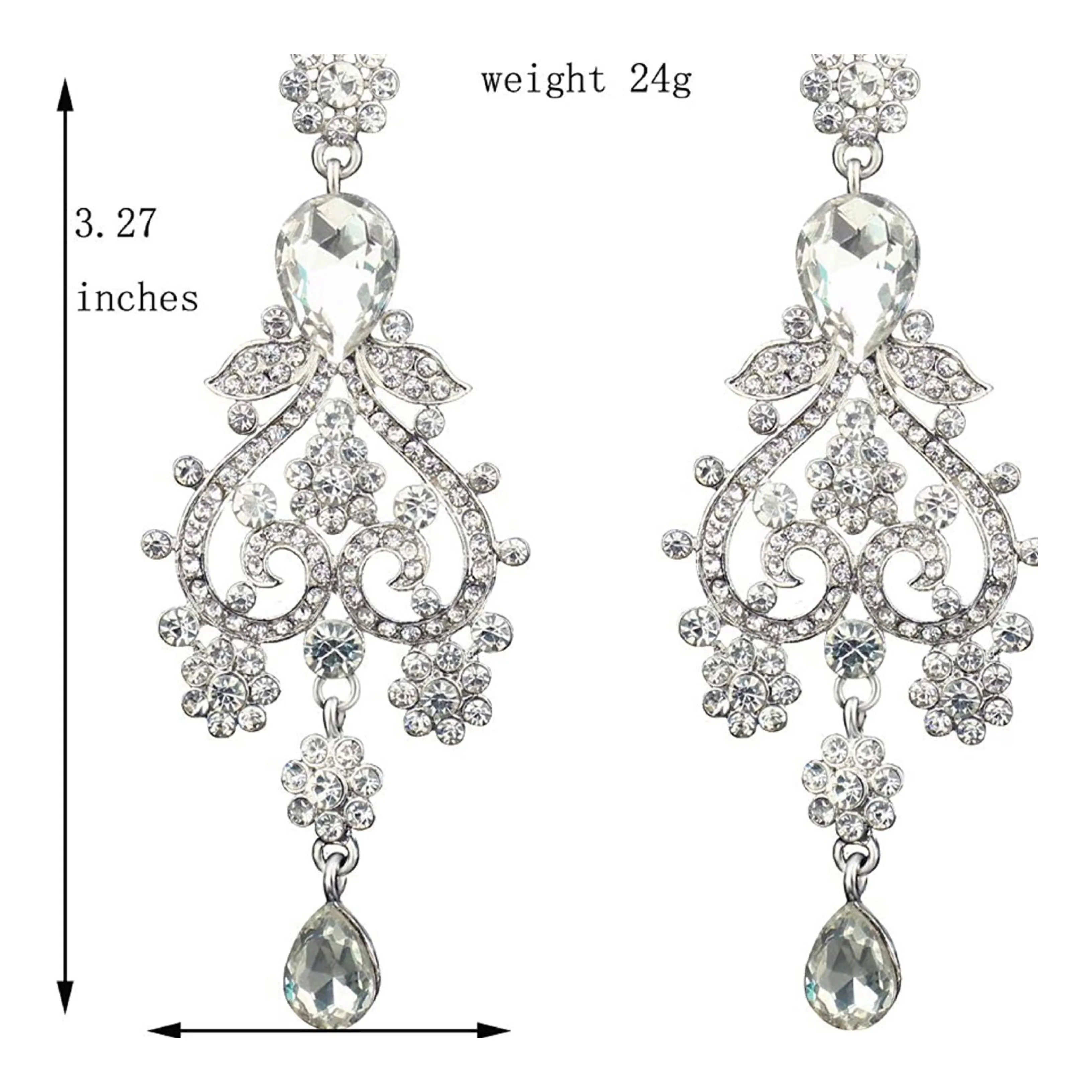 Beverly Exquisite Crystal Teardrop Chandelier Earrings