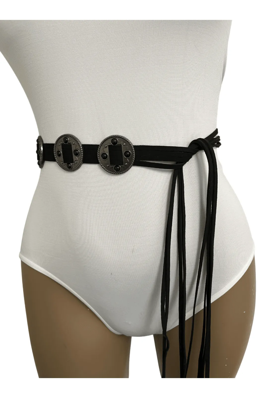 Black Boho Leather Belt