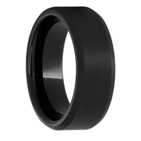 Black Ceramic Beveled Edge Band with Sandblast Finish