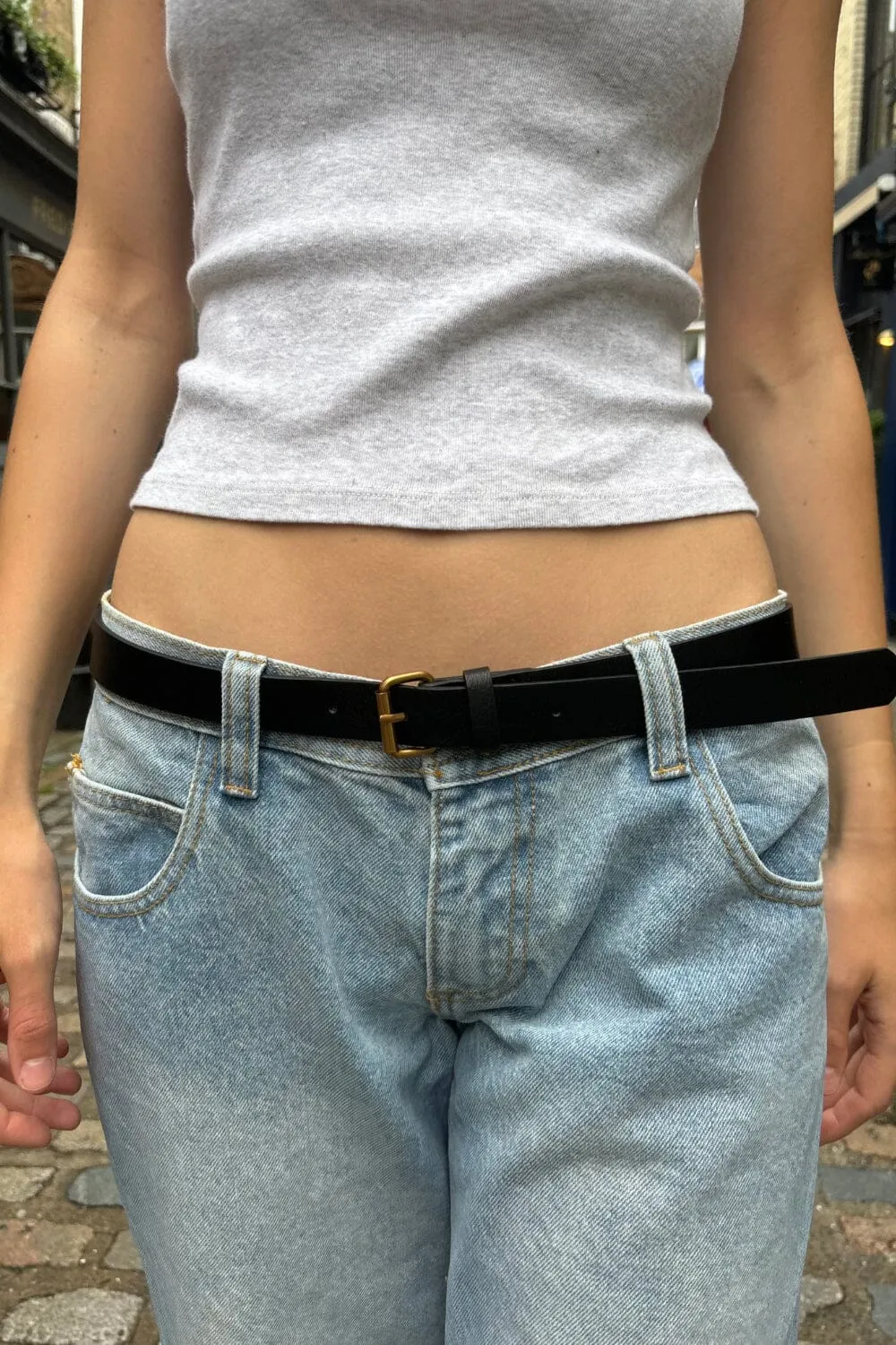 Black Faux Leather Belt