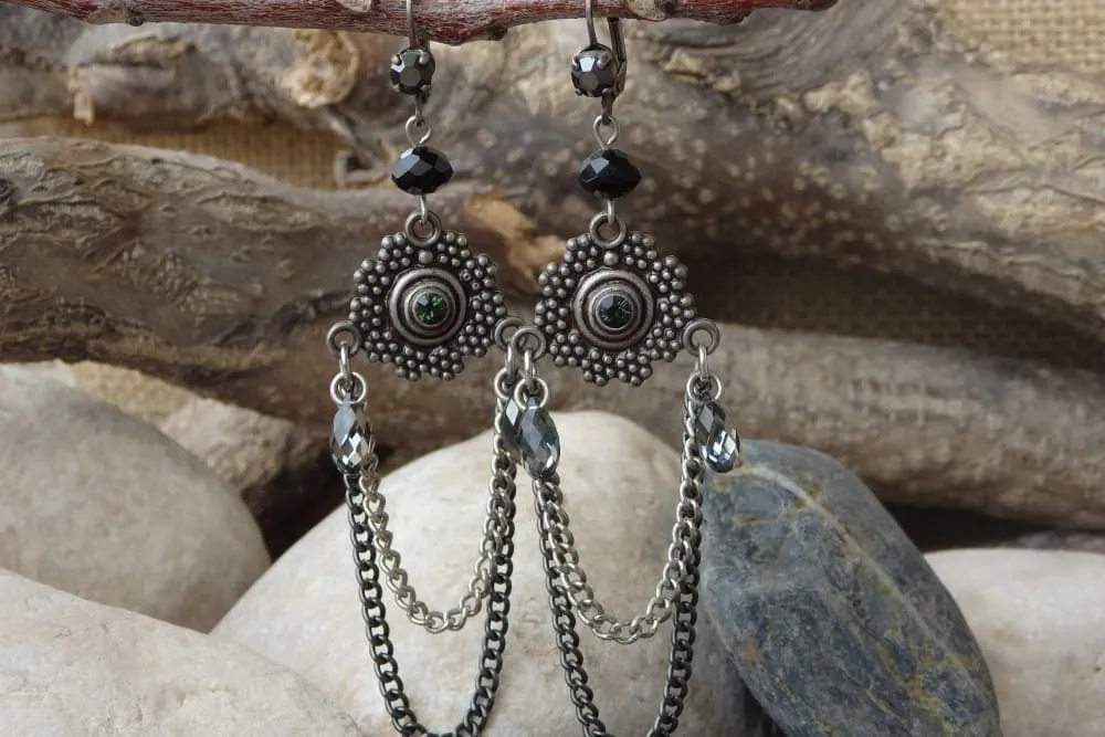 BLACK GREY EARRINGS