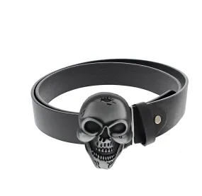 Black PU Belt with Large Skull Buckle