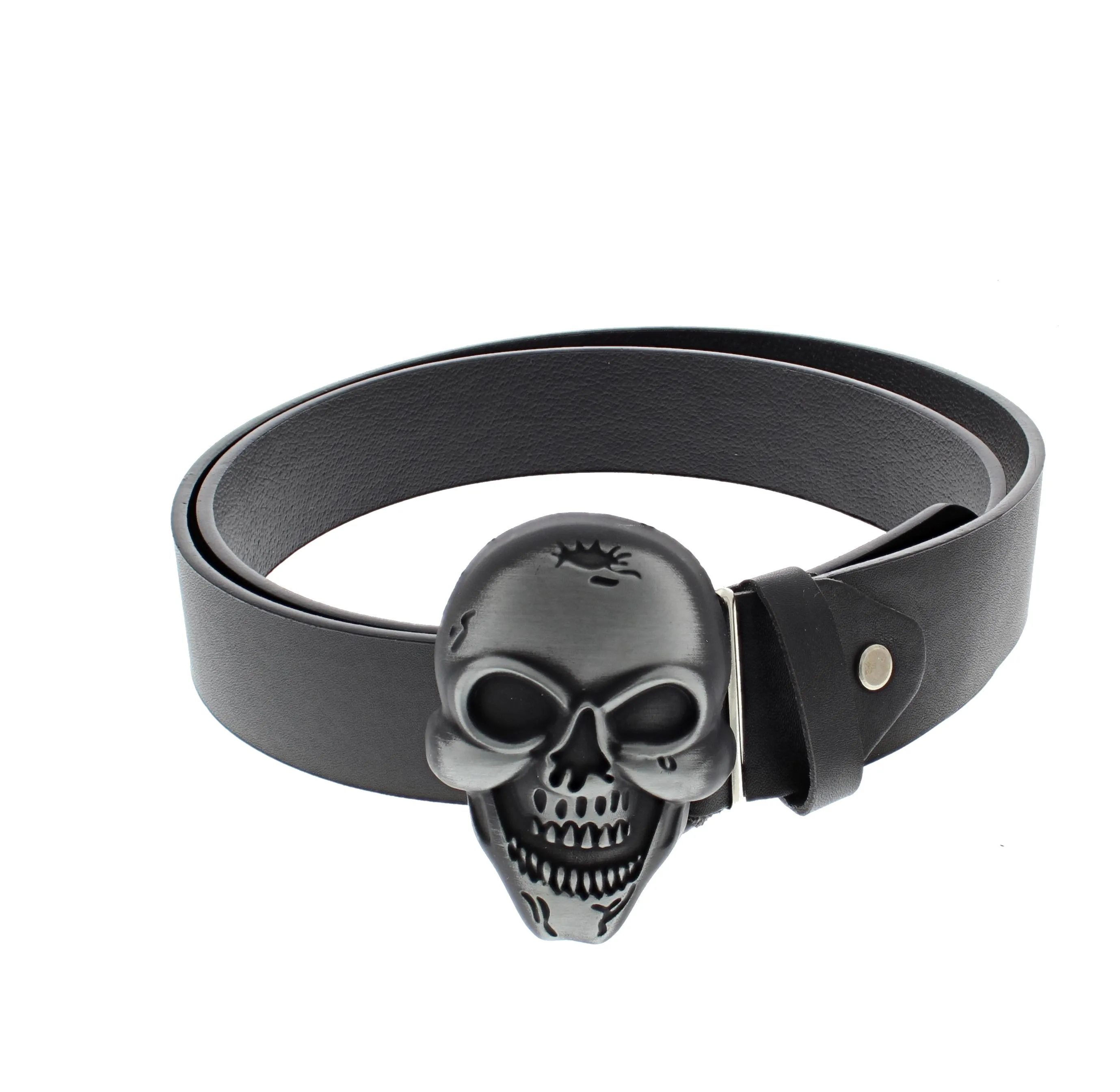 Black PU Belt with Large Skull Buckle