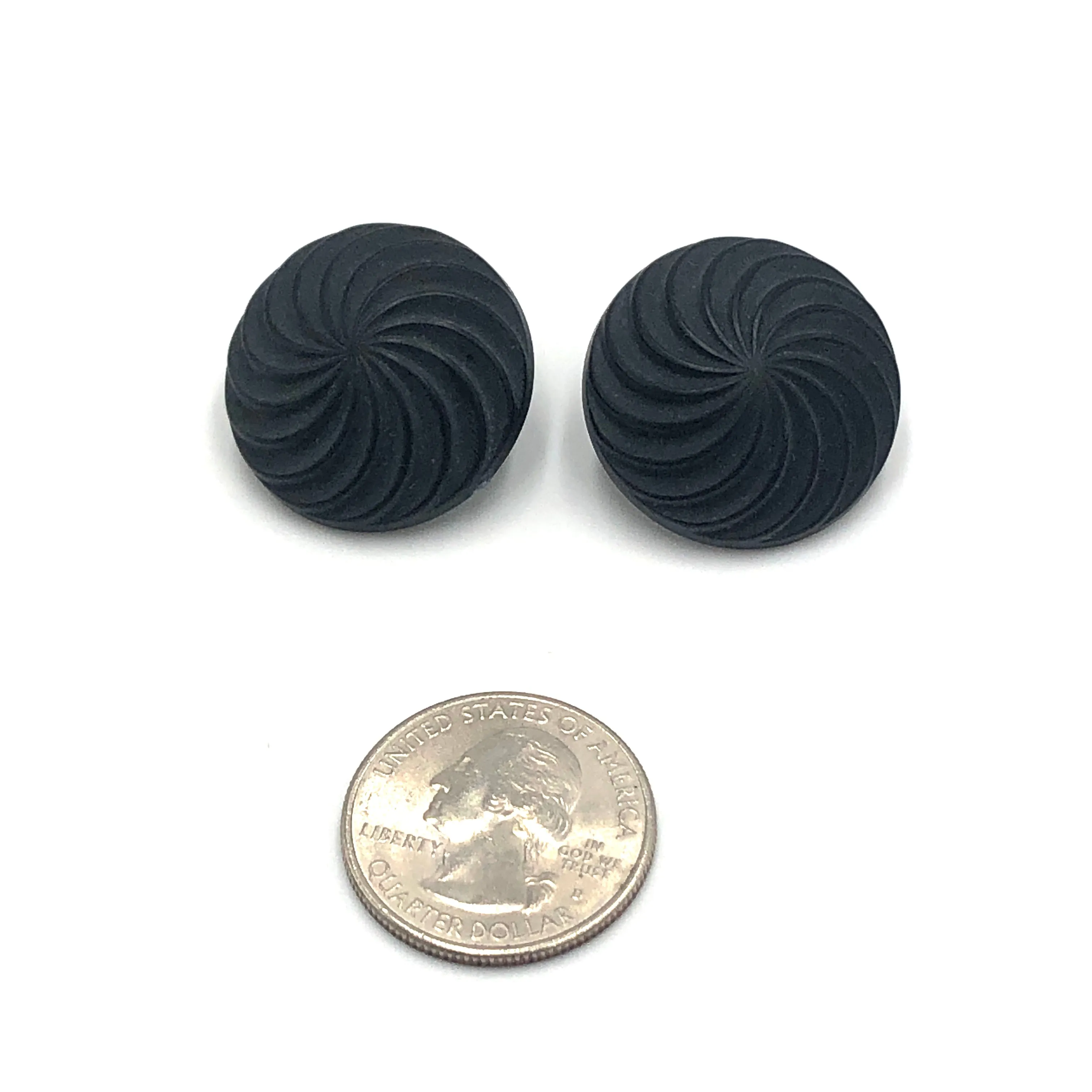 Black Vortex Retro Button Stud Earrings