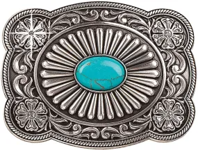 Blazin Roxx Turquoise Stone with Rope Edge Belt Buckle