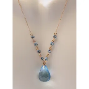 Blue Topaz Briolette with Topaz Accents in 14K Rose Gold  11.3ctw