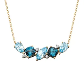 Blue Topaz Cobblestone Cluster Necklace