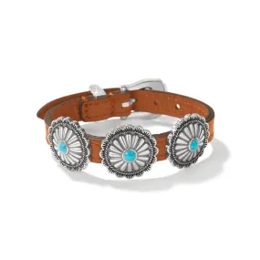 Brighton | Mosaic Paseo Bandit Leather Cuff Concho Bracelet in Luggage Brown