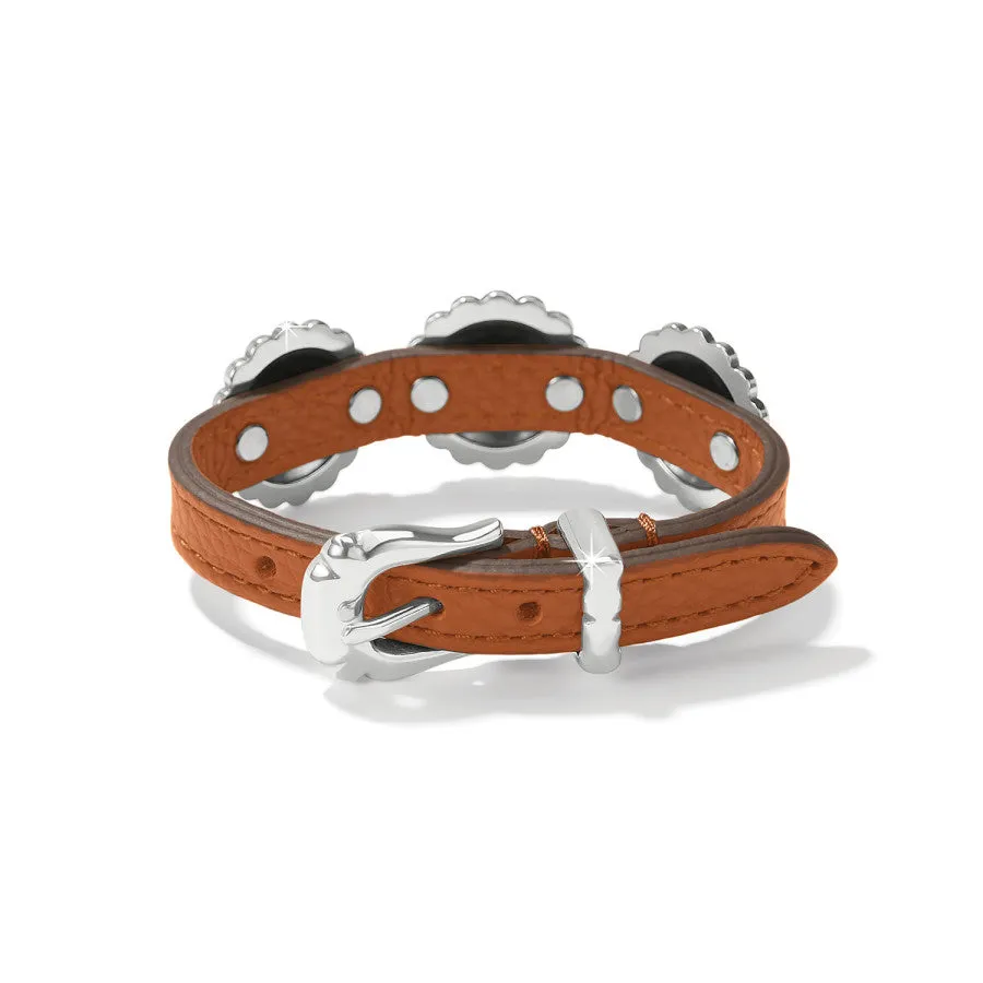 Brighton | Mosaic Paseo Bandit Leather Cuff Concho Bracelet in Luggage Brown