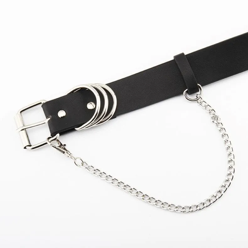 Buckle metal chain PU leather belt