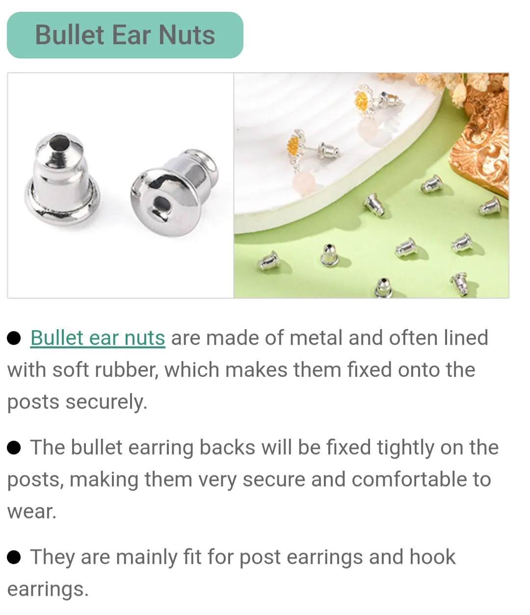 Bullet Earnut Earring Back