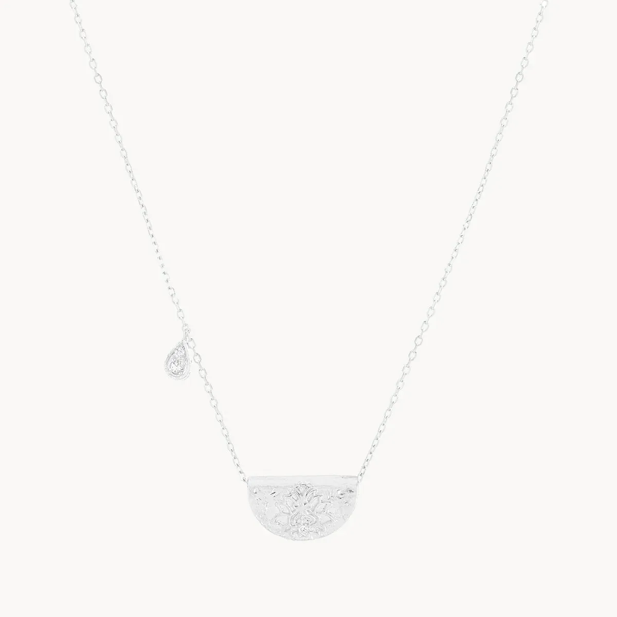 By Charlotte Lotus Birthstone Necklace April White Topaz