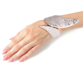 Bypass Hinge Cuff Bracelet: Hammered Silver Fashion Jewelry