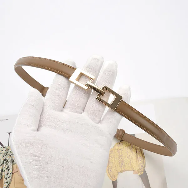 Caramel Women's Buckle Thin Waist Leather belt (suitable for waist 65-80cm) 焦糖色女士對扣細腰皮帶 (適合腰圍65-80厘米) KCBELT1131