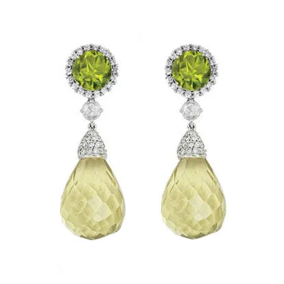 Cassidy Halo Drop Down Earrings - Yellow Pear W059