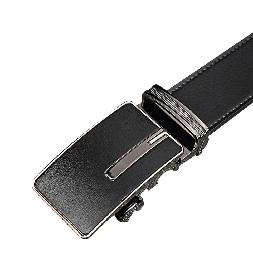 Casual Leather Belt Auto Locking Buckle Black