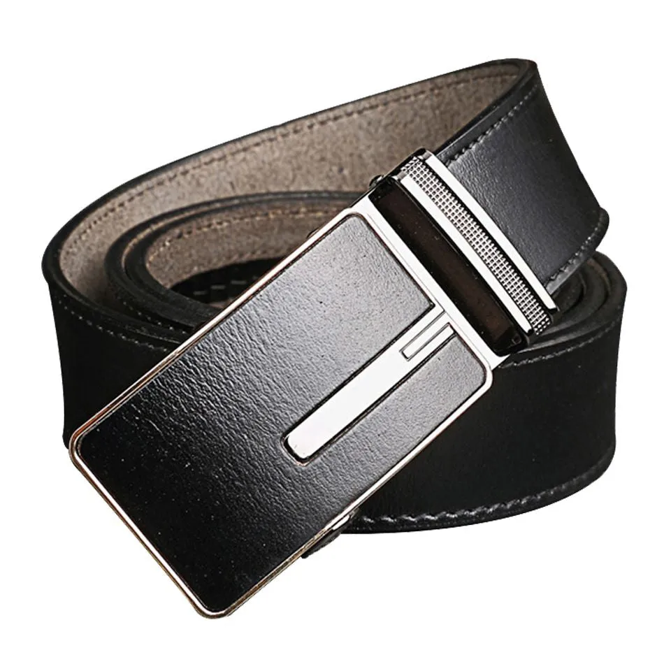 Casual Leather Belt Auto Locking Buckle Black