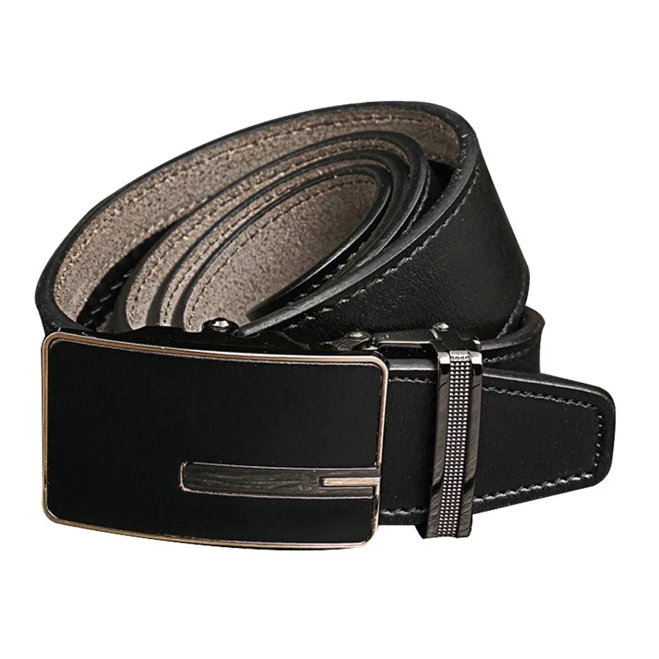 Casual Leather Belt Auto Locking Buckle Black