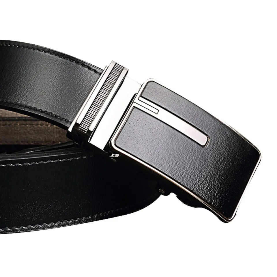 Casual Leather Belt Auto Locking Buckle Black