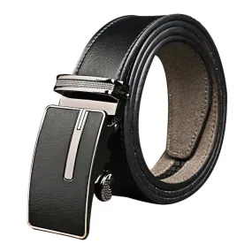 Casual Leather Belt Auto Locking Buckle Black