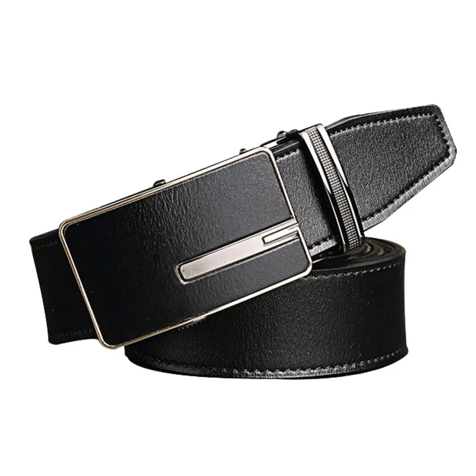 Casual Leather Belt Auto Locking Buckle Black