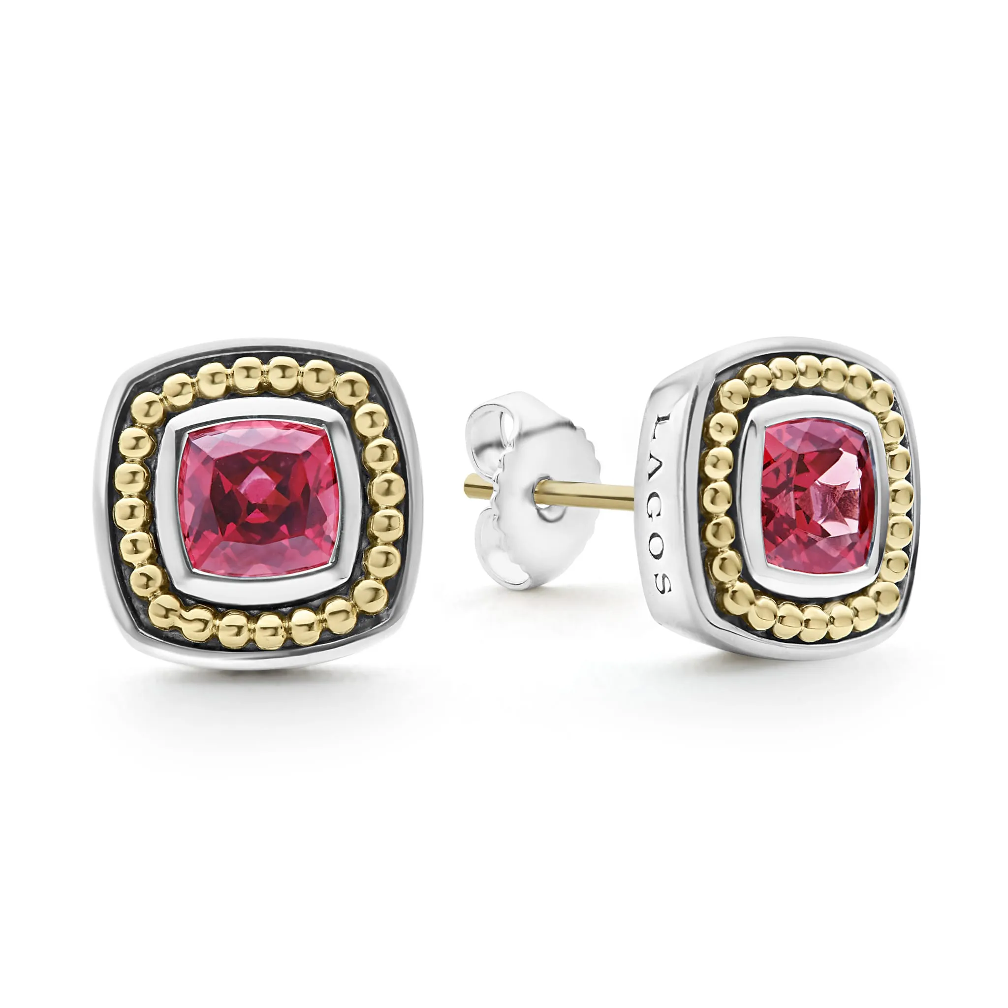 Caviar Color Rhodolite Garnet Stud Earrings