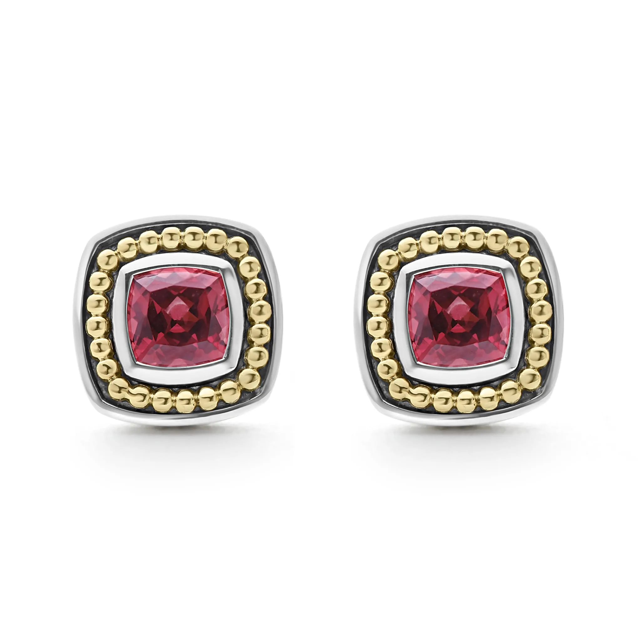 Caviar Color Rhodolite Garnet Stud Earrings