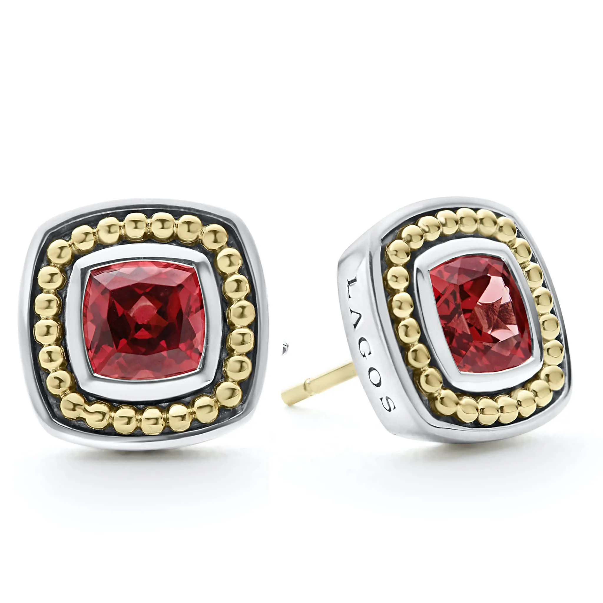 Caviar Color Rhodolite Garnet Stud Earrings