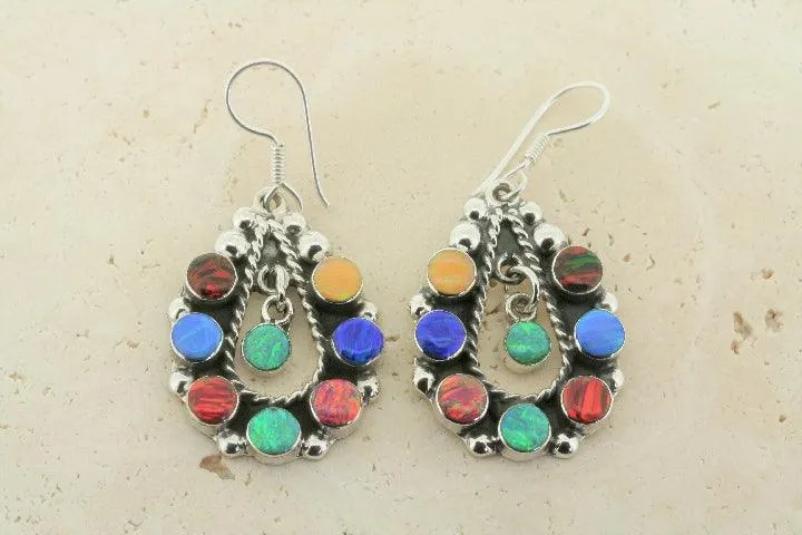 Chandelier earring with opal - teardrop