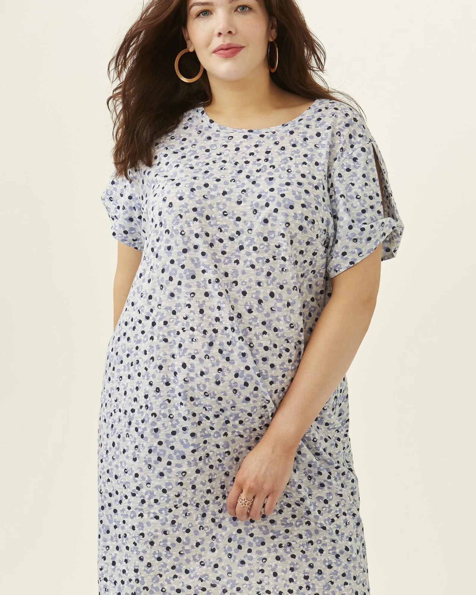 Chelsey Printed T-Shirt Dress | Light Blue / White