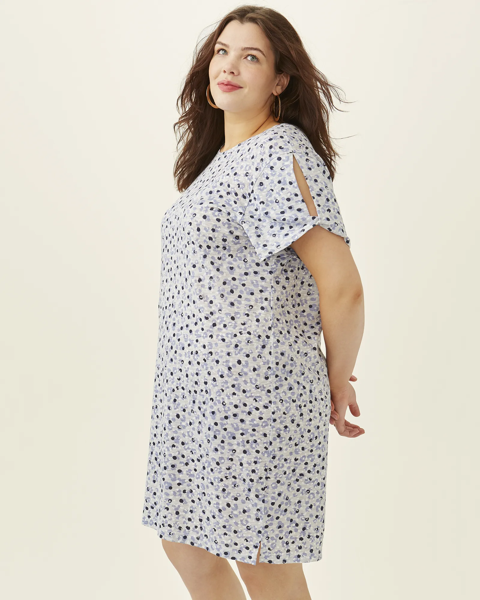 Chelsey Printed T-Shirt Dress | Light Blue / White