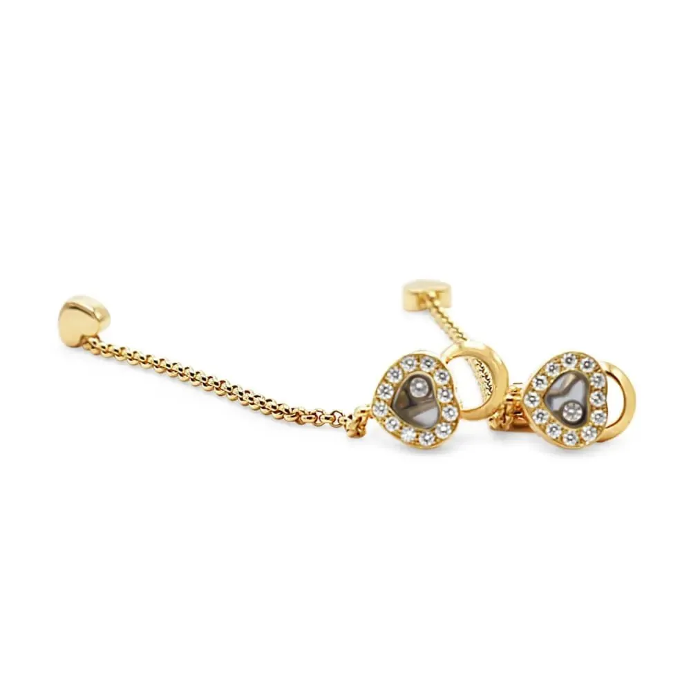 Chopard Happy Diamonds Hearts Gold Long Clip-On Earrings