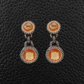 Citrine, Diamond & Brown Diamond Earrings