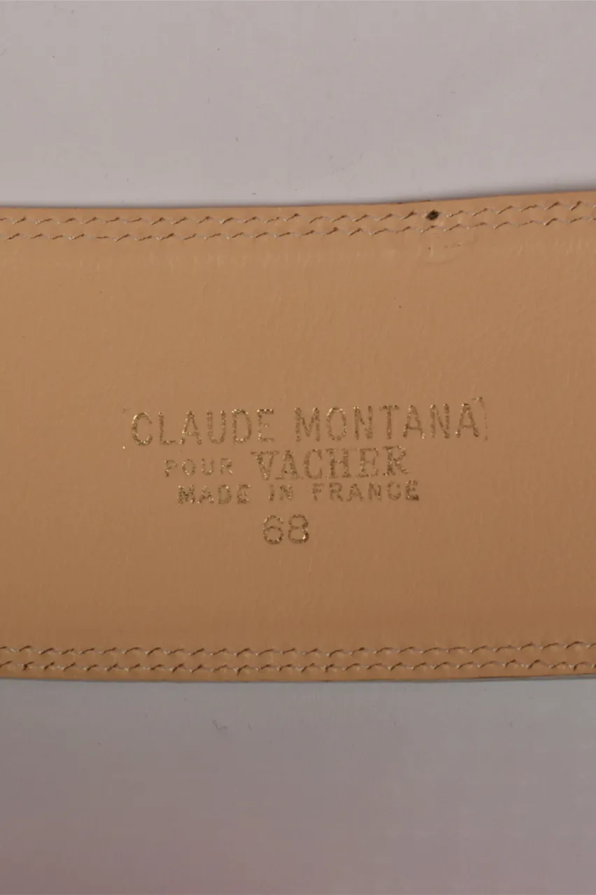 CLAUDE MONTANA WHITE LEATHER BELT