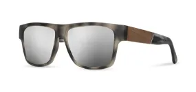 Cliff Sunglasses [Matte Pearl Grey/Walnut  Silver Mirror Polarized Lenses]