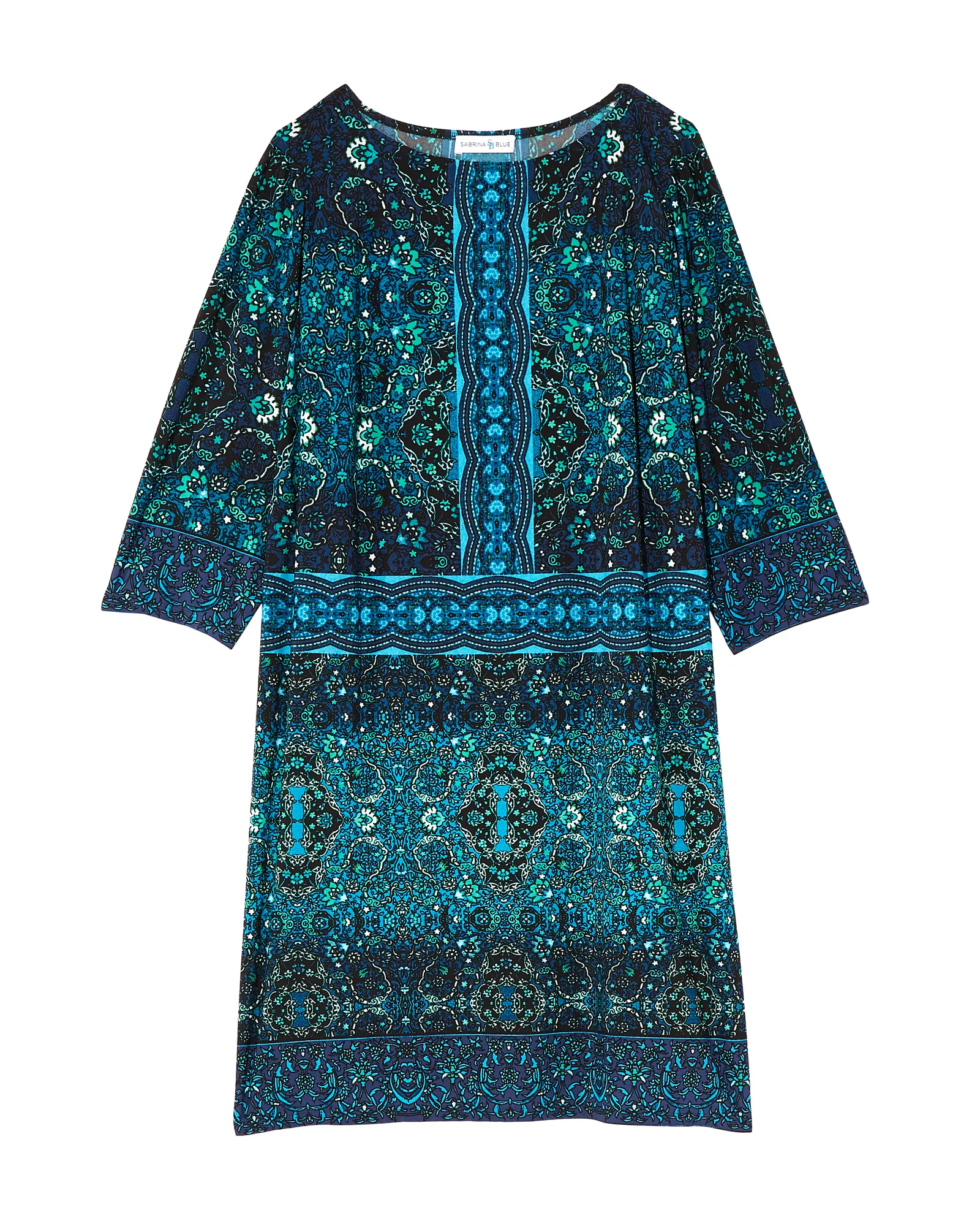 Clover 3/4 Sleeve Shift Dress | Royal Blue / Azure Blue