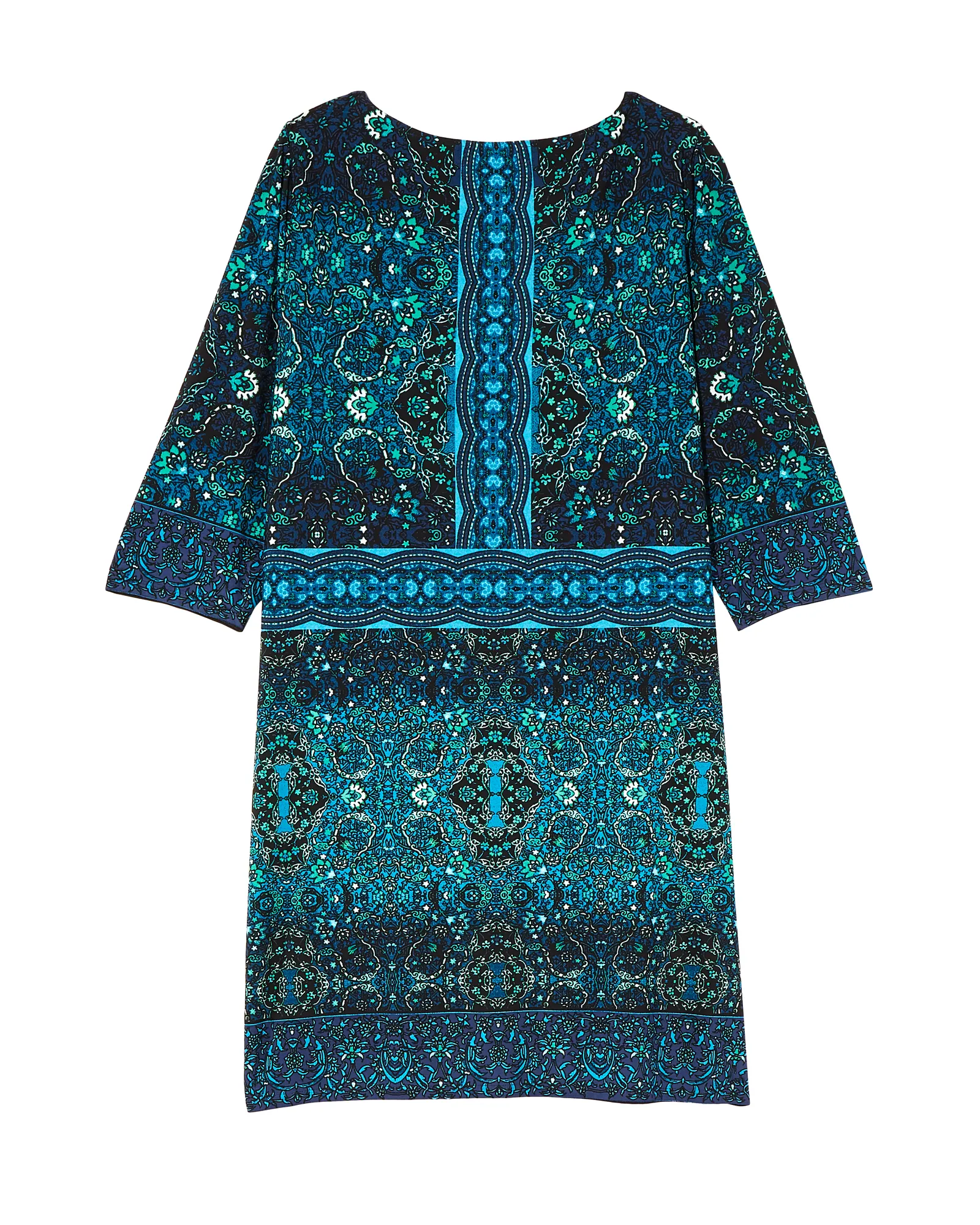 Clover 3/4 Sleeve Shift Dress | Royal Blue / Azure Blue