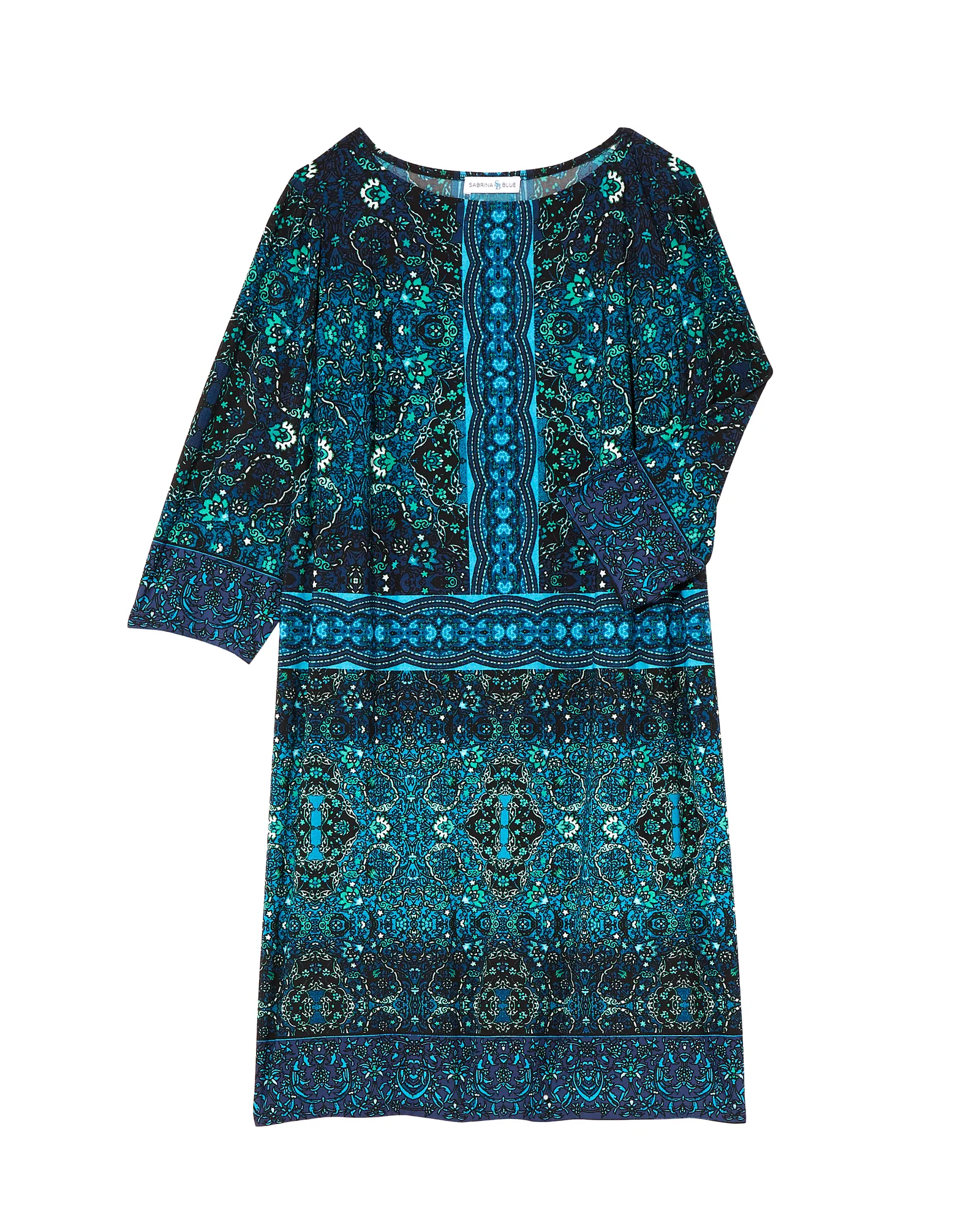 Clover 3/4 Sleeve Shift Dress | Royal Blue / Azure Blue