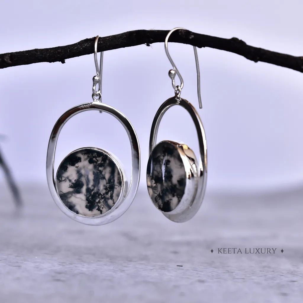 Coin Treasury - Moss Agate Earrings