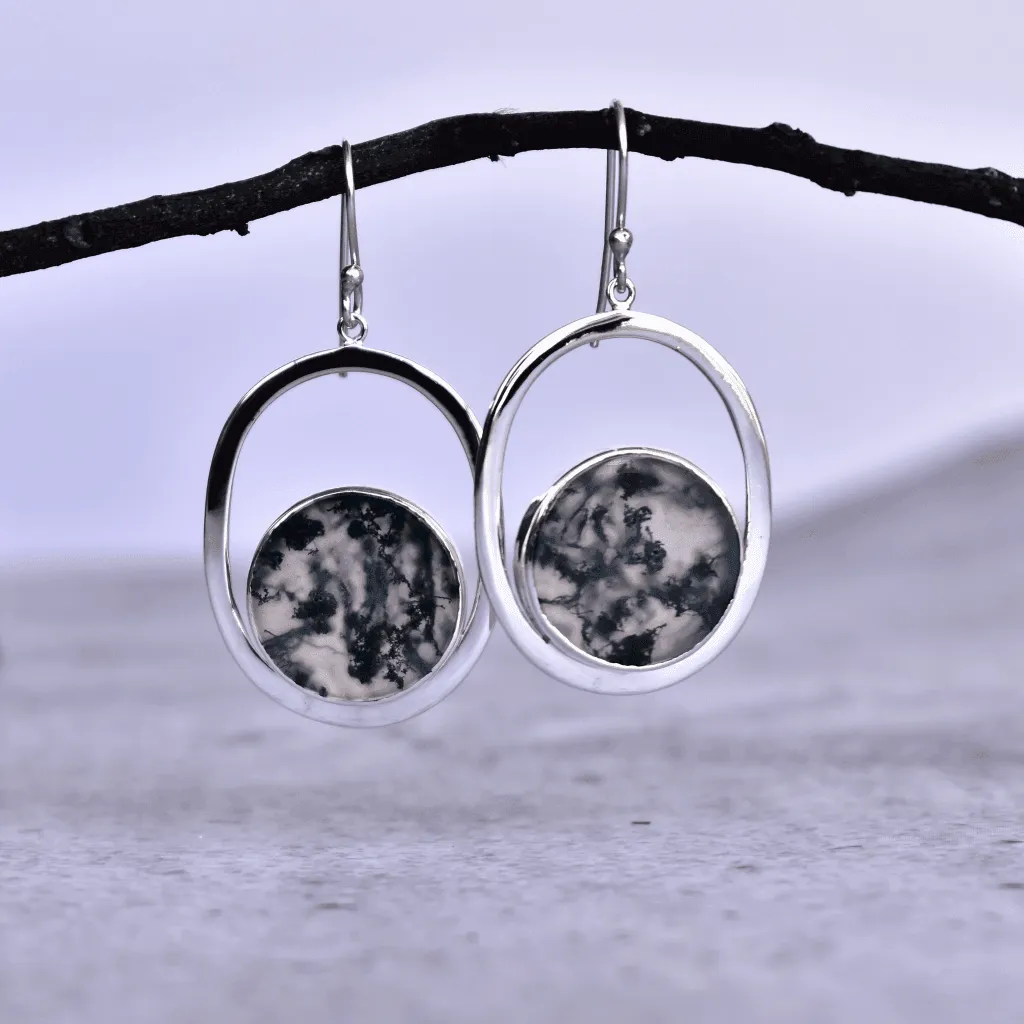 Coin Treasury - Moss Agate Earrings