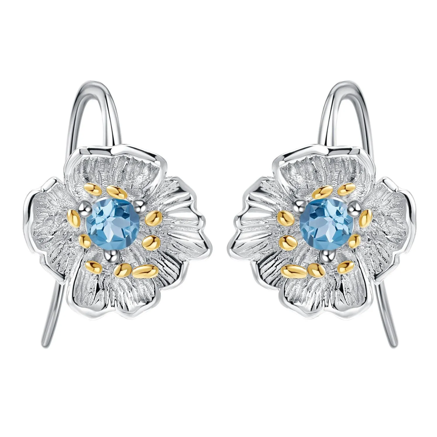 Colourful Gemstone Floral Design Silver Earrings for Women