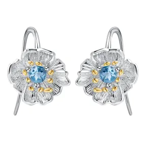 Colourful Gemstone Floral Design Silver Earrings for Women