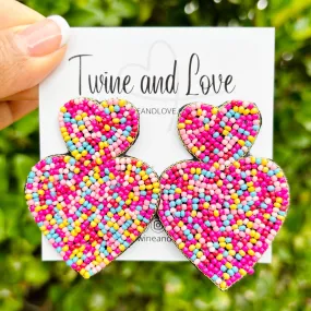 Confetti Heart Beaded Earrings